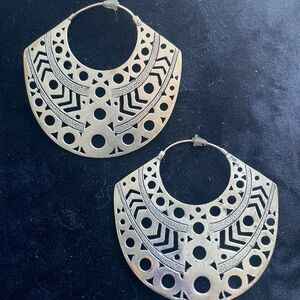 Geometric Silver Hoop Earrings
